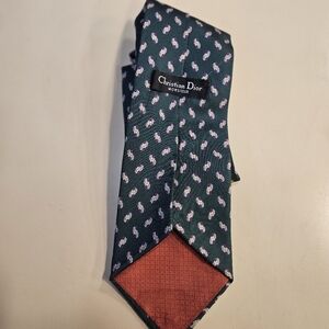 Christian Dior Monsieur Green Patterned Silk Men's Tie. ~Vintage